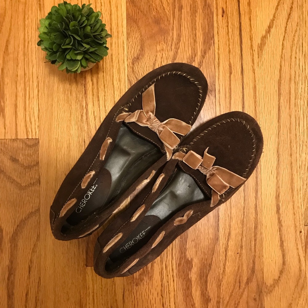 Cherokee flats with soft pink velvet ribbon